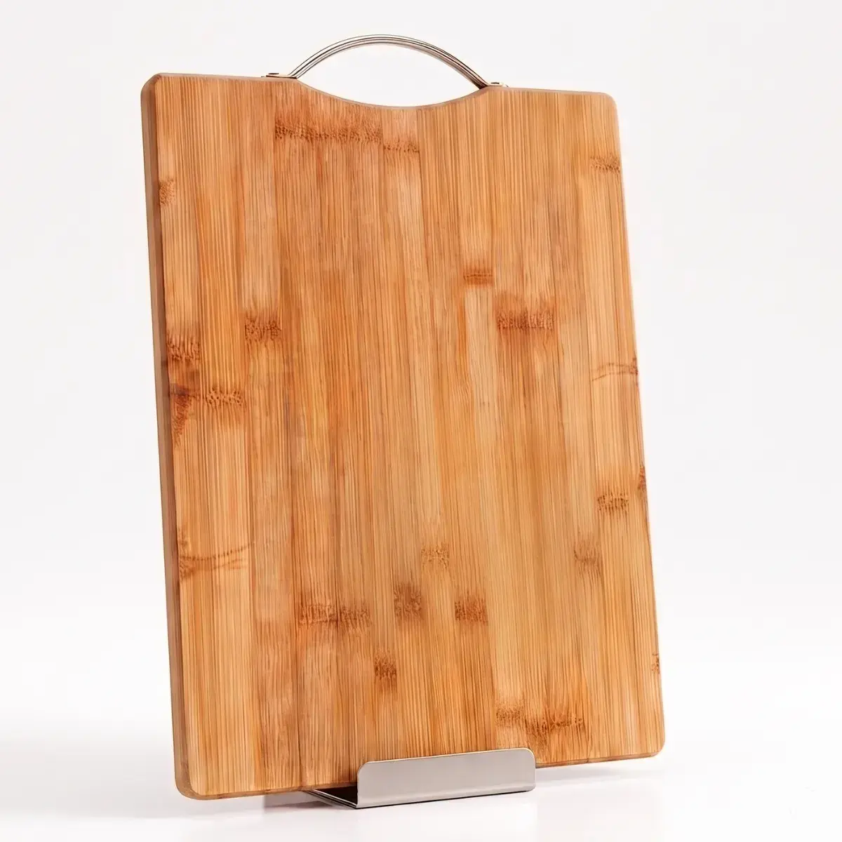 Tábua de Corte de Bambu Retangular 36x26 cm com Alça de Inox — Modelo único
