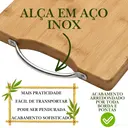 Tábua de Corte de Bambu Retangular 36x26 cm com Alça de Inox — imagem 4
