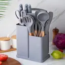 Kit 19 Peças Jogo de Utensílios Para Cozinha em Silicone Com Cabo de Madeira Completo Antiaderente — imagem 7
