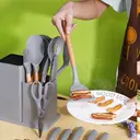 Kit 19 Peças Jogo de Utensílios Para Cozinha em Silicone Com Cabo de Madeira Completo Antiaderente — imagem 8