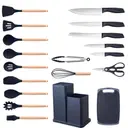 Kit 19 Peças Jogo de Utensílios Para Cozinha em Silicone Com Cabo de Madeira Completo Antiaderente — imagem 12