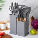 Kit 19 Peças Jogo de Utensílios Para Cozinha em Silicone Com Cabo de Madeira Completo Antiaderente — imagem 2