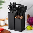 Kit 19 Peças Jogo de Utensílios Para Cozinha em Silicone Com Cabo de Madeira Completo Antiaderente — imagem 4